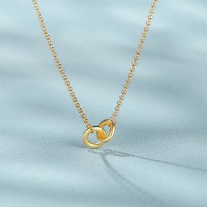 Trendy Ins Style Simple Double Ring Women's Necklace - S925 Sterling Silver Clavicle Chain with Ring Buckle