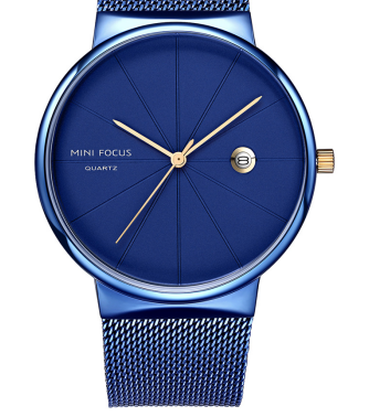 Japanese Movement Wrist Watch with Calendar, Waterproof Fine Steel Mesh Belt 0176g - Image 2