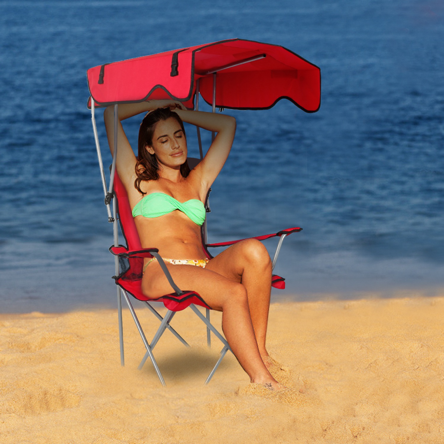 Foldable Camping Chair with Sunshade - Portable Rain Shelter, 330LBS Support, Walmart Ban Notice - Image 4