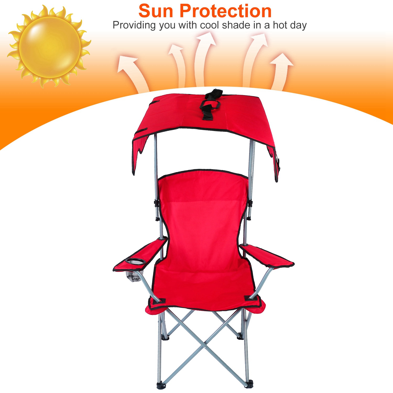 Foldable Camping Chair with Sunshade - Portable Rain Shelter, 330LBS Support, Walmart Ban Notice - Image 5