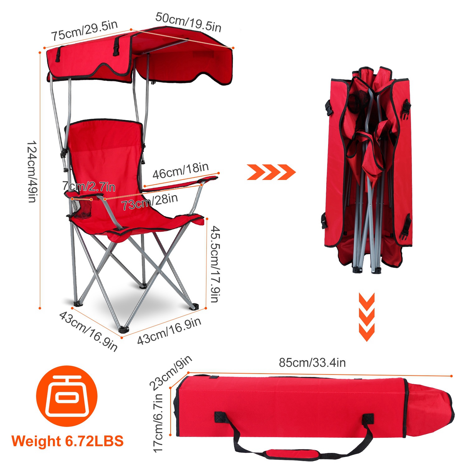 Foldable Camping Chair with Sunshade - Portable Rain Shelter, 330LBS Support, Walmart Ban Notice - Image 6