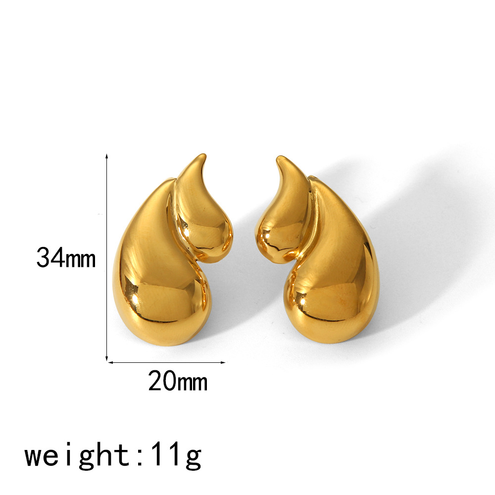 Elegant Women's 18K Double-Layer Water Drop Stainless Steel Earrings - Image 3