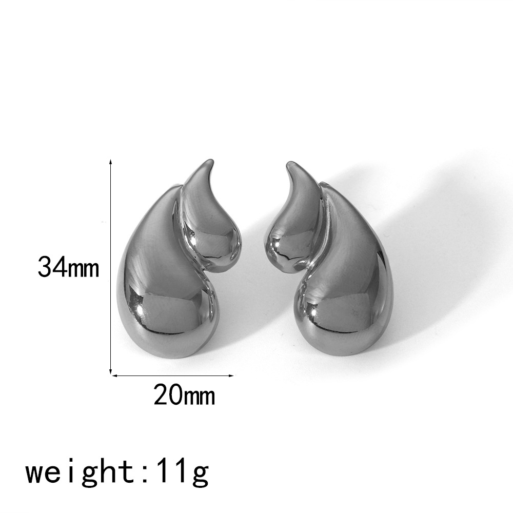 Elegant Women's 18K Double-Layer Water Drop Stainless Steel Earrings - Image 7