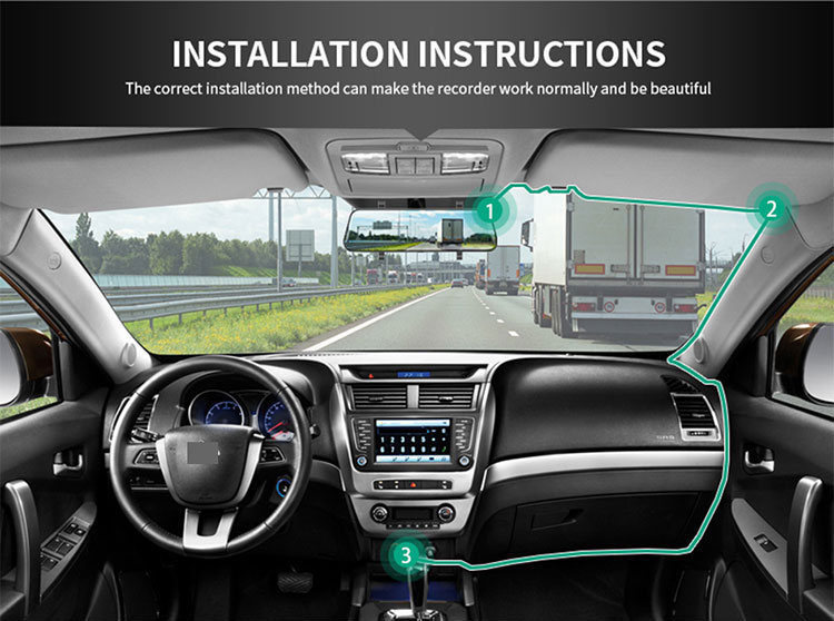 WIFI Dash Cam with Three Lenses, Mobile App Connectivity, Night Vision, and Wide Angle - Image 12