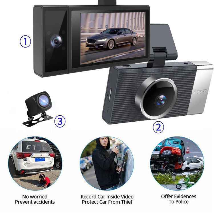 WIFI Dash Cam with Three Lenses, Mobile App Connectivity, Night Vision, and Wide Angle - Image 21
