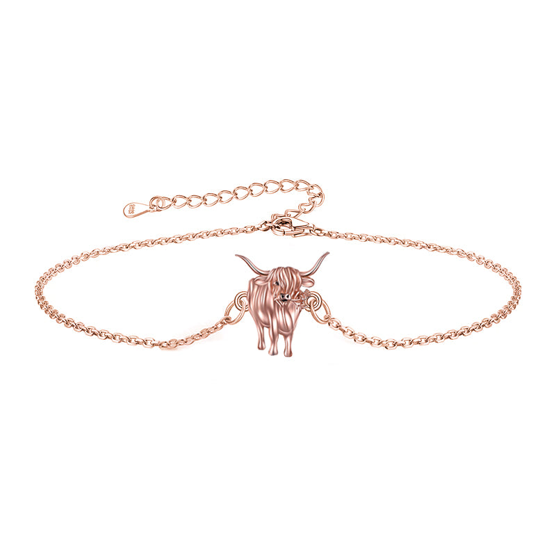 925 Sterling Silver Highland Cow Anklet Bracelet - Unique Animal Jewelry Gifts - Image 5