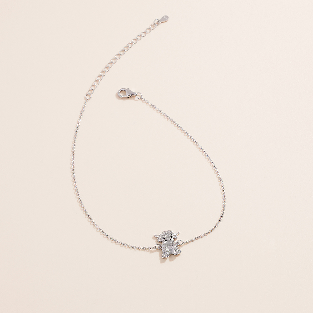 925 Sterling Silver Highland Cow Anklet Bracelet - Unique Animal Jewelry Gifts - Image 8