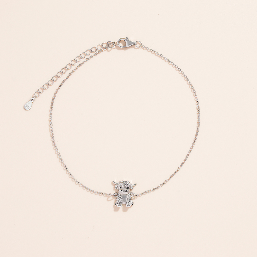 925 Sterling Silver Highland Cow Anklet Bracelet - Unique Animal Jewelry Gifts - Image 9