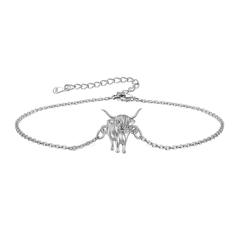 925 Sterling Silver Highland Cow Anklet Bracelet - Unique Animal Jewelry Gifts - Image 11