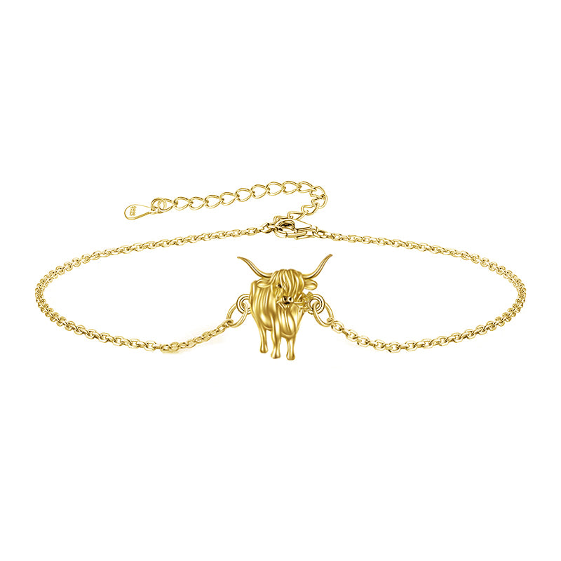 925 Sterling Silver Highland Cow Anklet Bracelet - Unique Animal Jewelry Gifts - Image 12