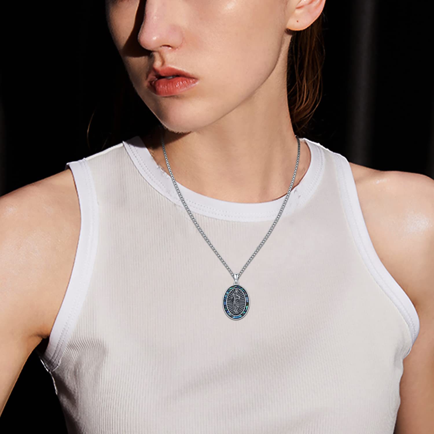 St. Jude Sterling Silver Oval Medal Necklace | San Judas Tadeo Pendant | Catholic Protection Jewelry Gift for Men - Image 4