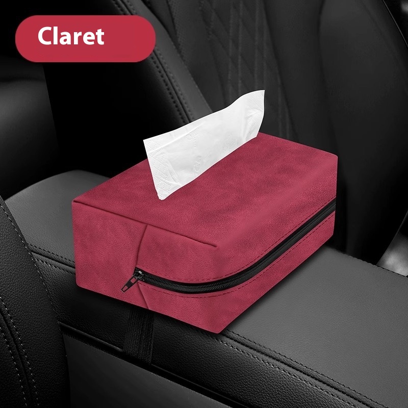 Suede Car Tissue Box - Multi-Function Hanging Tissue Bag for Vehicles - Image 7