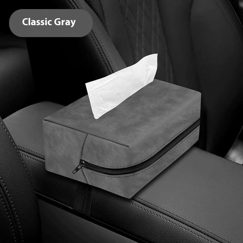 Suede Car Tissue Box - Multi-Function Hanging Tissue Bag for Vehicles - Image 8