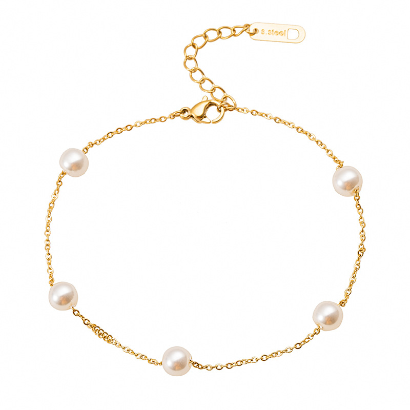 Stylish Pearl Titanium Steel Anklet for Women - Perfect Beach Jewelry Accessories - Image 4