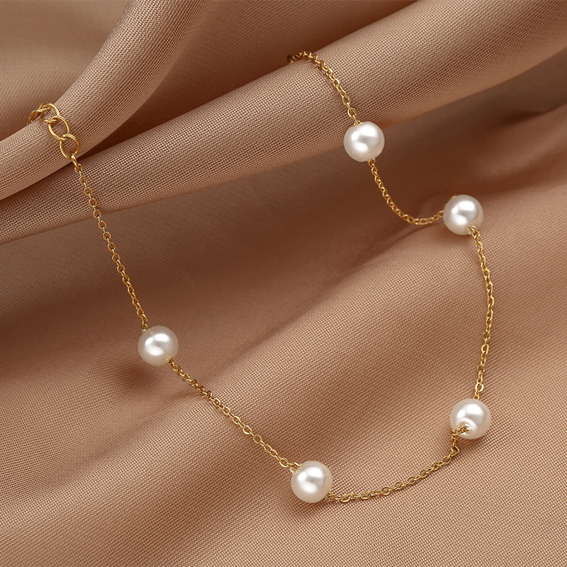 Stylish Pearl Titanium Steel Anklet for Women - Perfect Beach Jewelry Accessories - Image 10