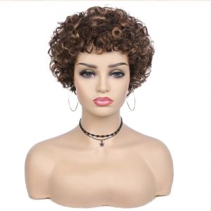 Short Loose Curly Hair Wig, Non-Toxic & Elastic with Curly Bangs, Versatile for Any Occasion