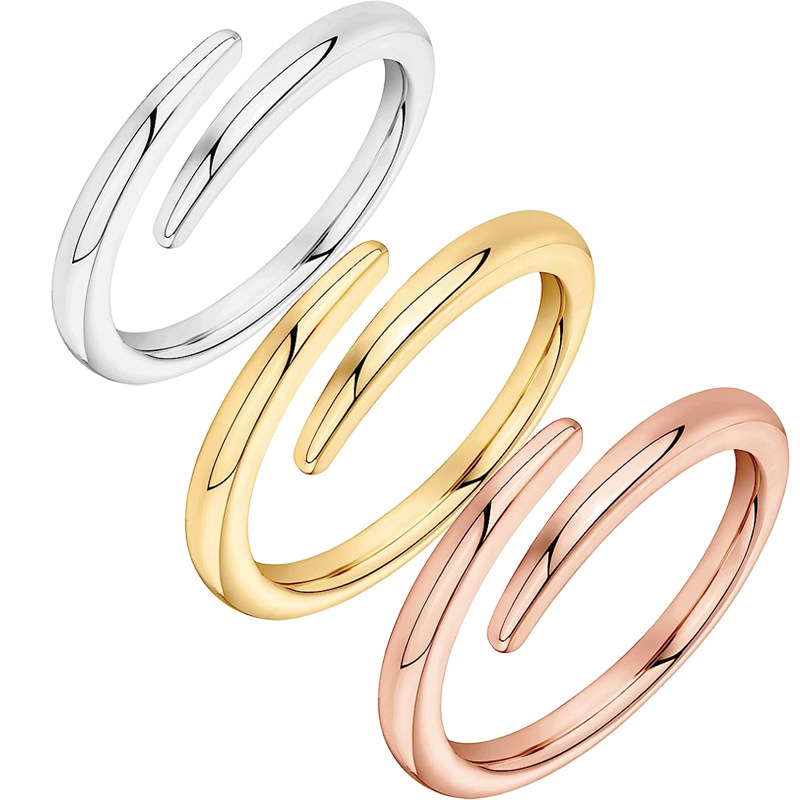 Elegant Plain Glossy Gold Stainless Steel Ring for Couples - Timeless Design - Image 3