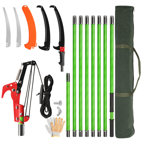 26ft Green Manual Pole Saw with Spiral Splicing & Portable Bag - Tree Trimmer - Image 15