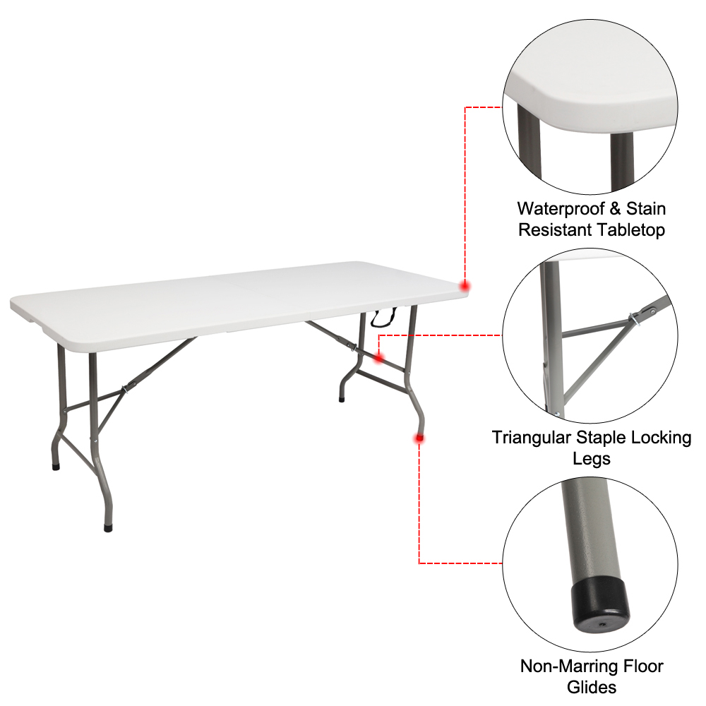Durable Lightweight Plastic Folding Rectangular Table for Outdoor Relaxation - Image 3
