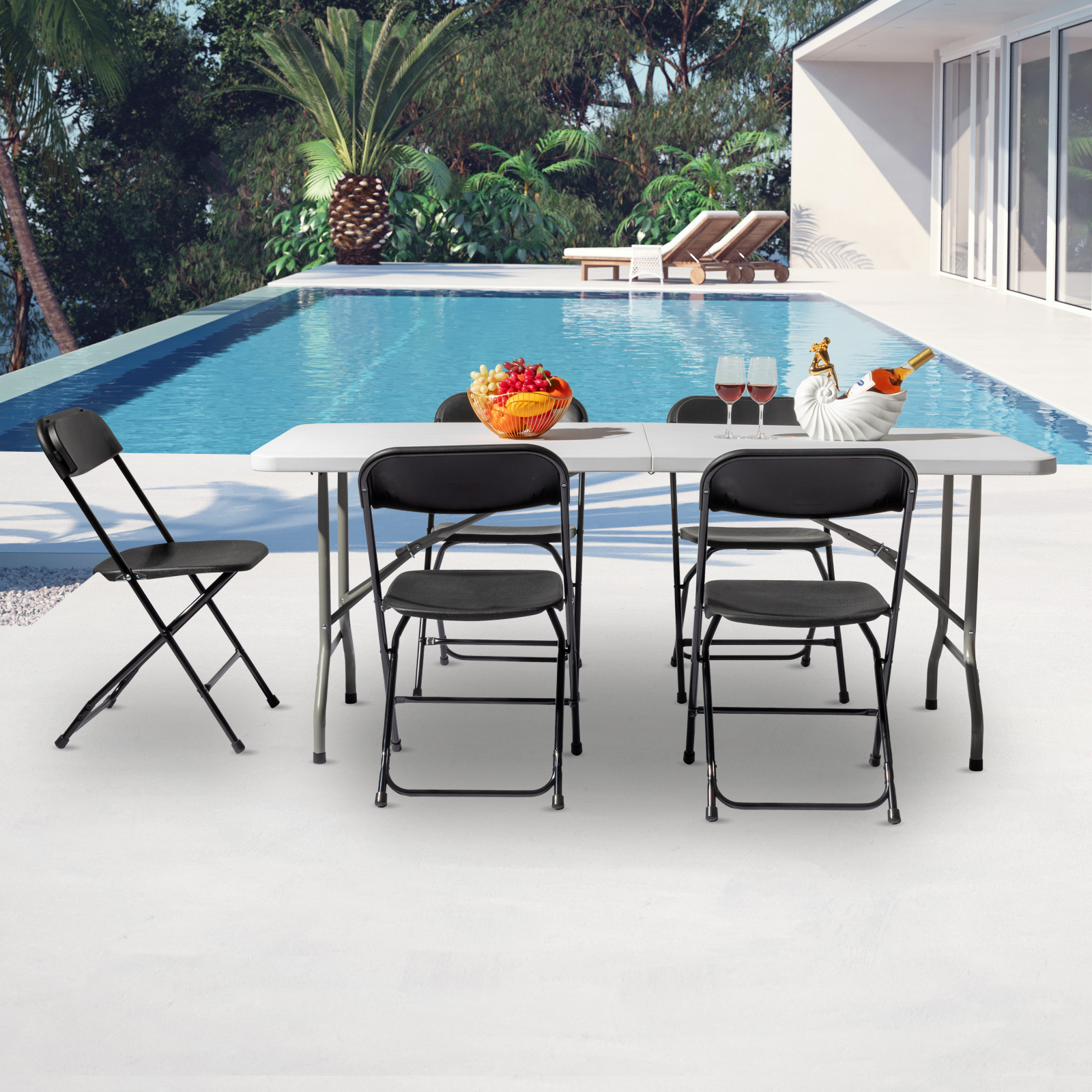 Durable Lightweight Plastic Folding Rectangular Table for Outdoor Relaxation - Image 9