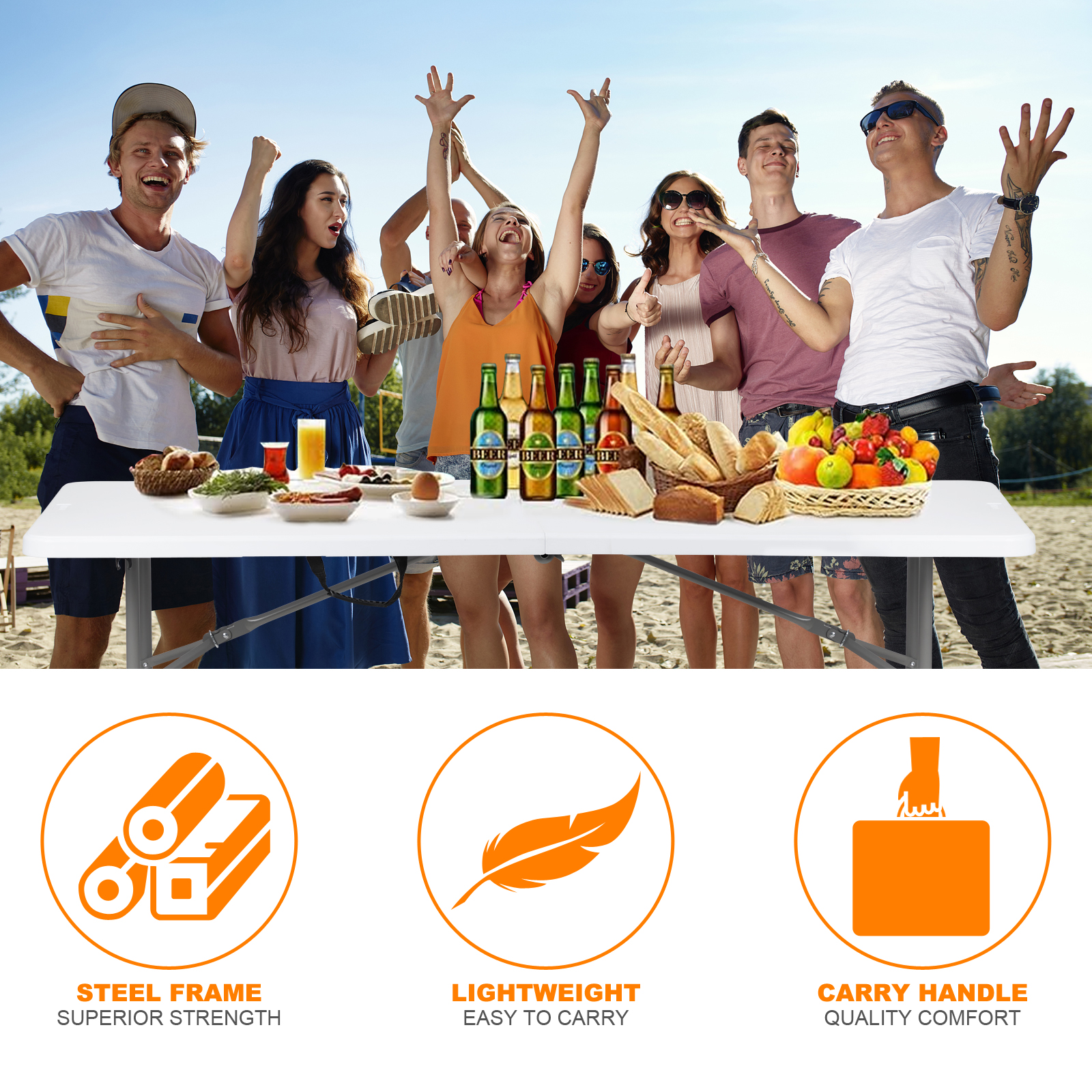 Durable Lightweight Plastic Folding Rectangular Table for Outdoor Relaxation - Image 11