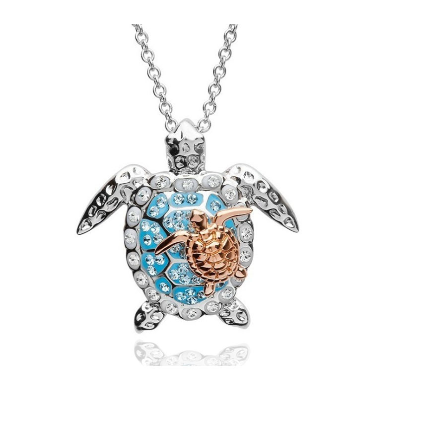 Trendy Turtle Pendant Necklace Set for Women - One Big & One Small Cute Animal Jewelry Gift for Parties - Image 5