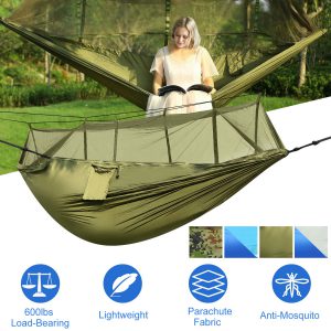 Portable Double Camping Hammock with Protective Net for Ultimate Comfort