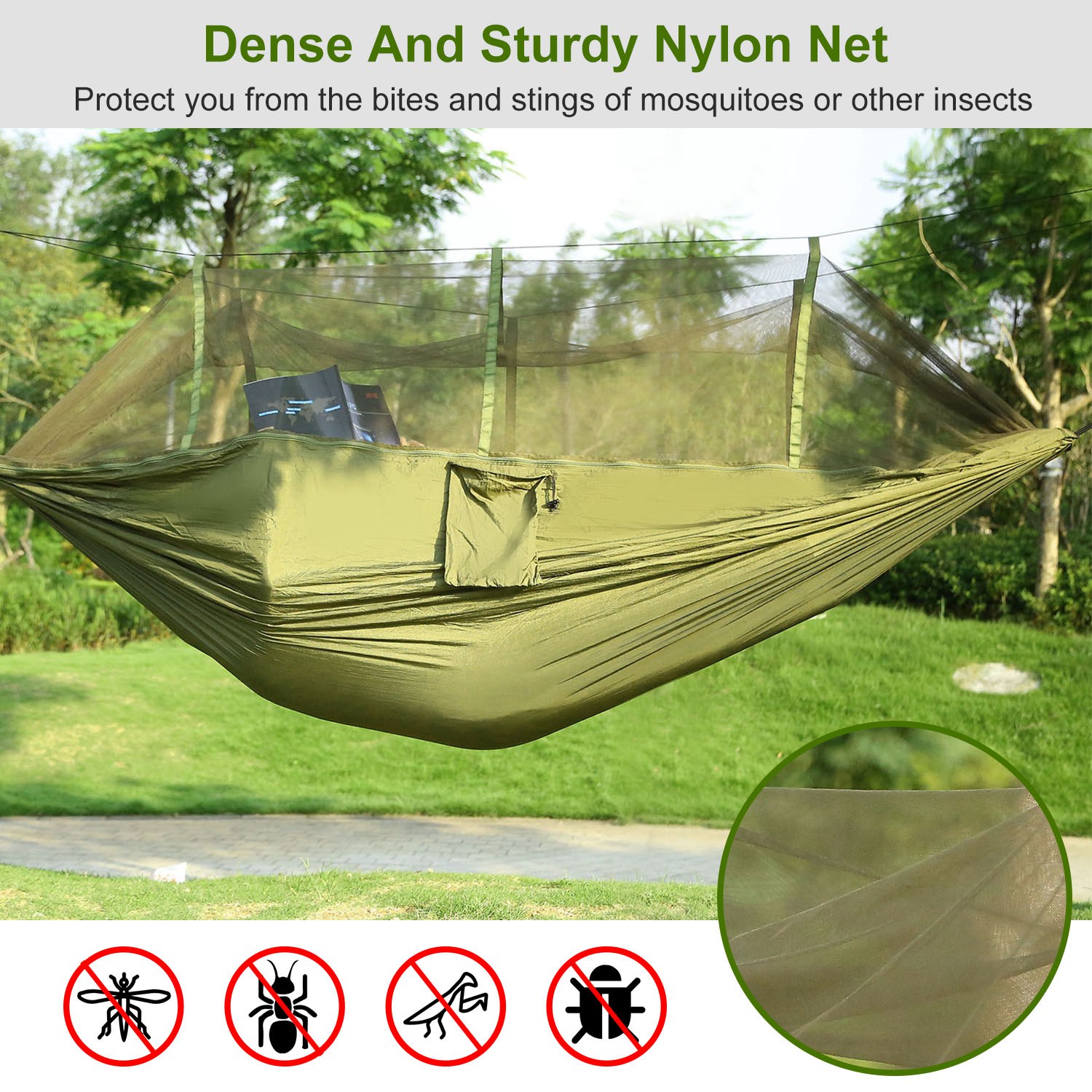 Portable Double Camping Hammock with Protective Net for Ultimate Comfort - Image 5