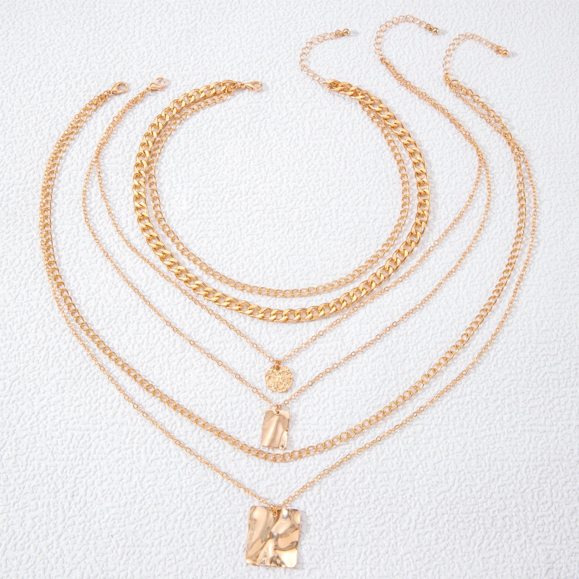 Stylish Multi-layer Necklace with Fashion Square Sequin Pendant - Image 5