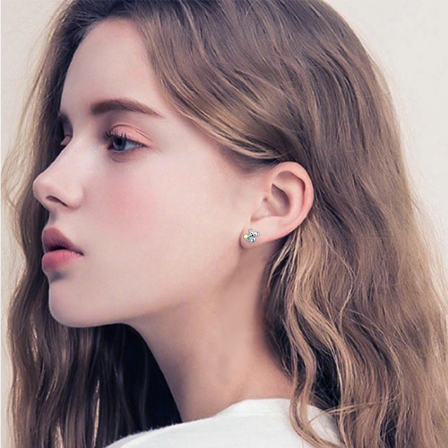 925 Sterling Silver Koala Bear Earrings - Cute Hypoallergenic Heart Crystal Jewellery - Image 8