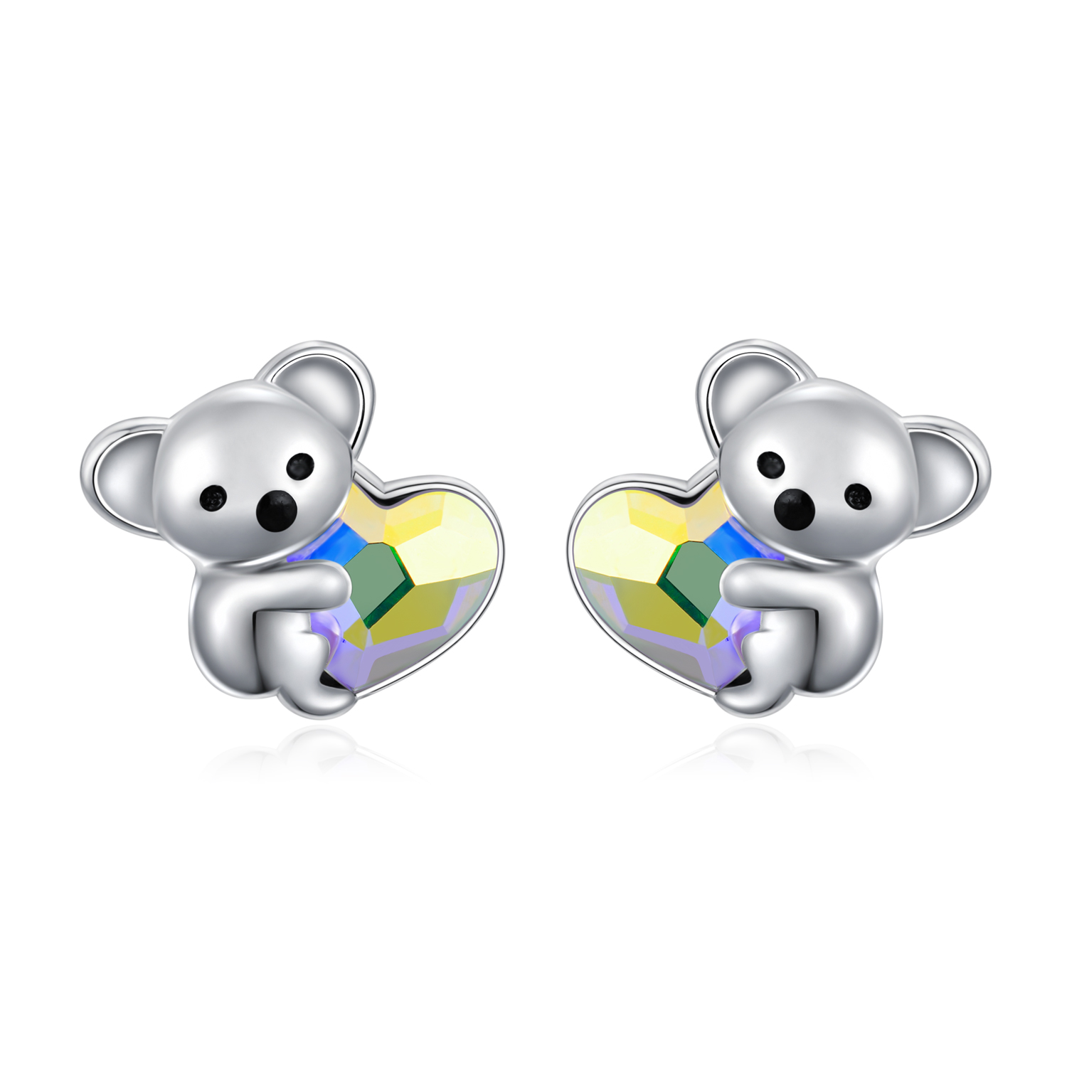 925 Sterling Silver Koala Bear Earrings - Cute Hypoallergenic Heart Crystal Jewellery - Image 10