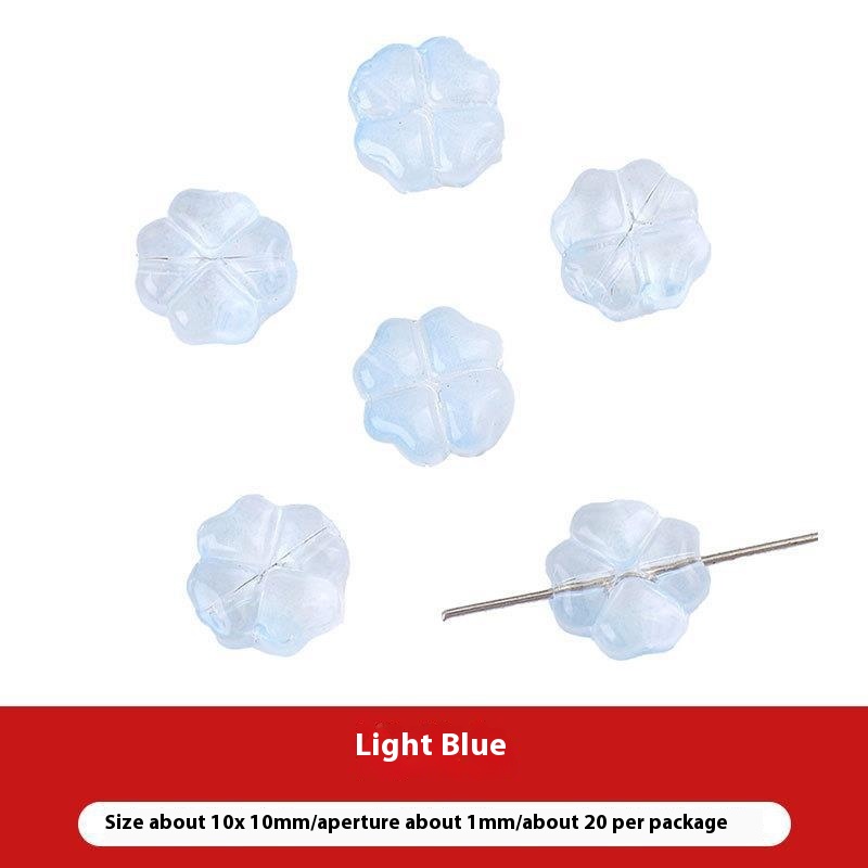 Vibrant Colorful Glass Four-leaf Flower Flat Beads Bracelet & Handmade Necklace Ornament - Image 2