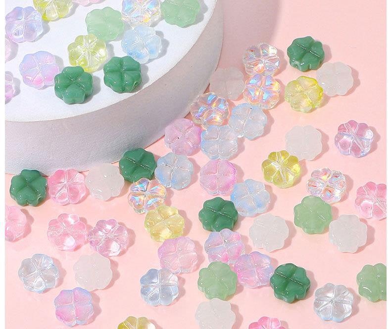 Vibrant Colorful Glass Four-leaf Flower Flat Beads Bracelet & Handmade Necklace Ornament - Image 13