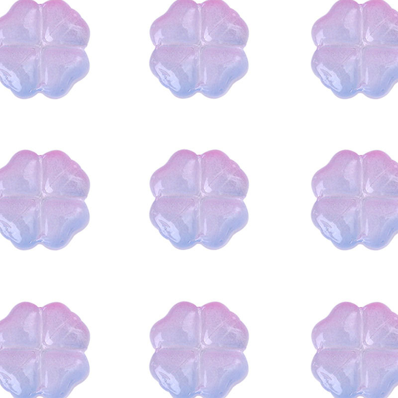 Vibrant Colorful Glass Four-leaf Flower Flat Beads Bracelet & Handmade Necklace Ornament - Image 16