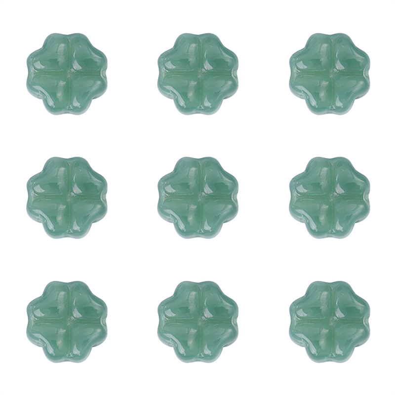 Vibrant Colorful Glass Four-leaf Flower Flat Beads Bracelet & Handmade Necklace Ornament - Image 17