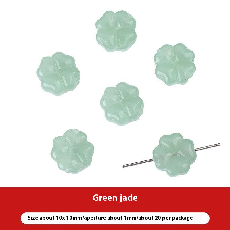 Vibrant Colorful Glass Four-leaf Flower Flat Beads Bracelet & Handmade Necklace Ornament - Image 19