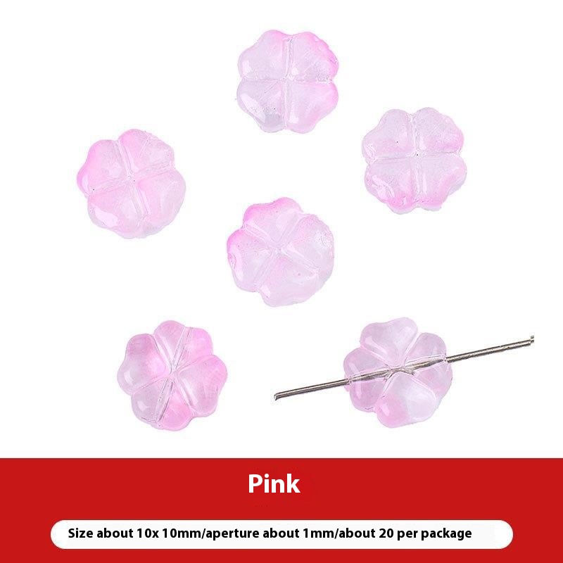 Vibrant Colorful Glass Four-leaf Flower Flat Beads Bracelet & Handmade Necklace Ornament - Image 20