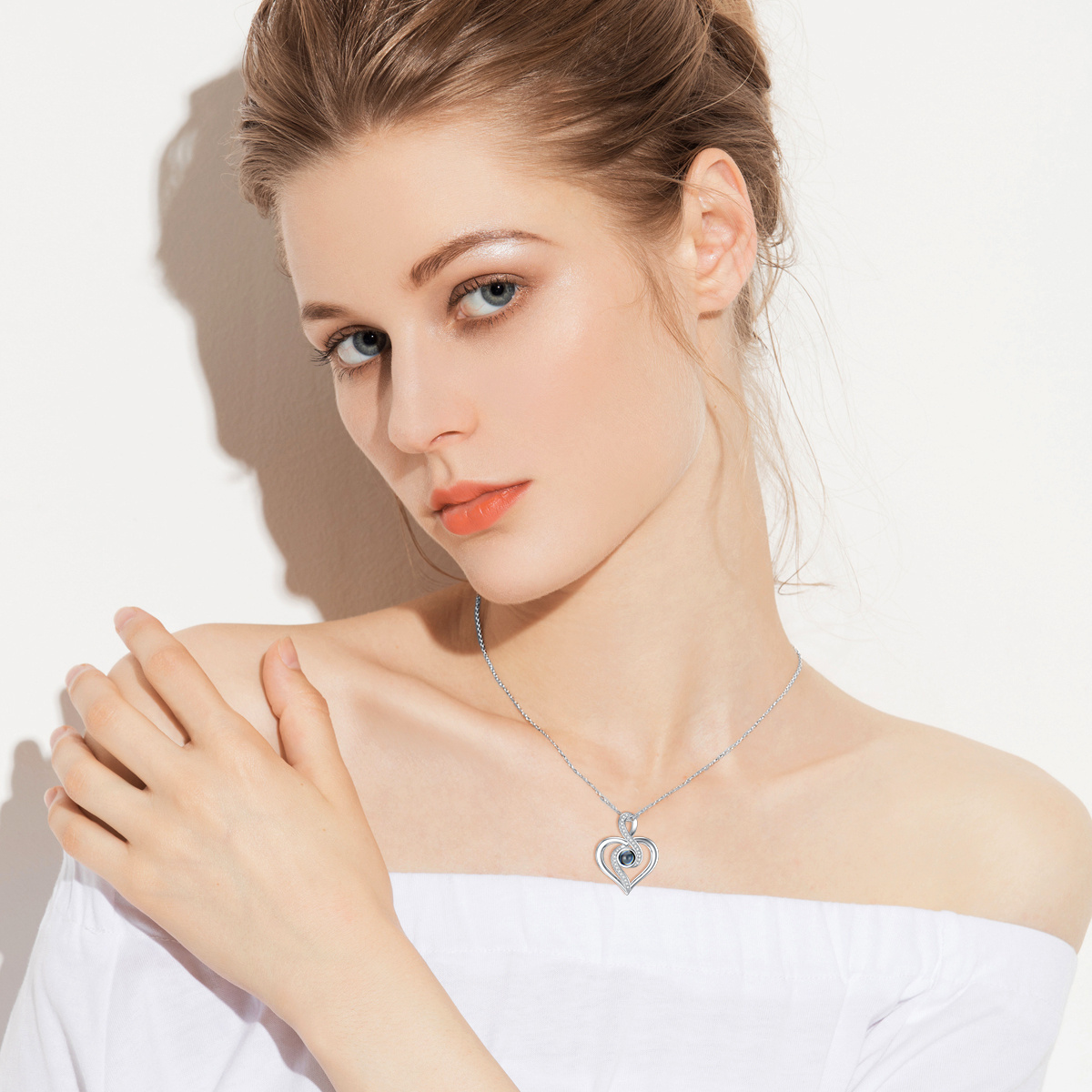 I Love You in 100 Languages Heart Infinity Projection Necklace - Image 2