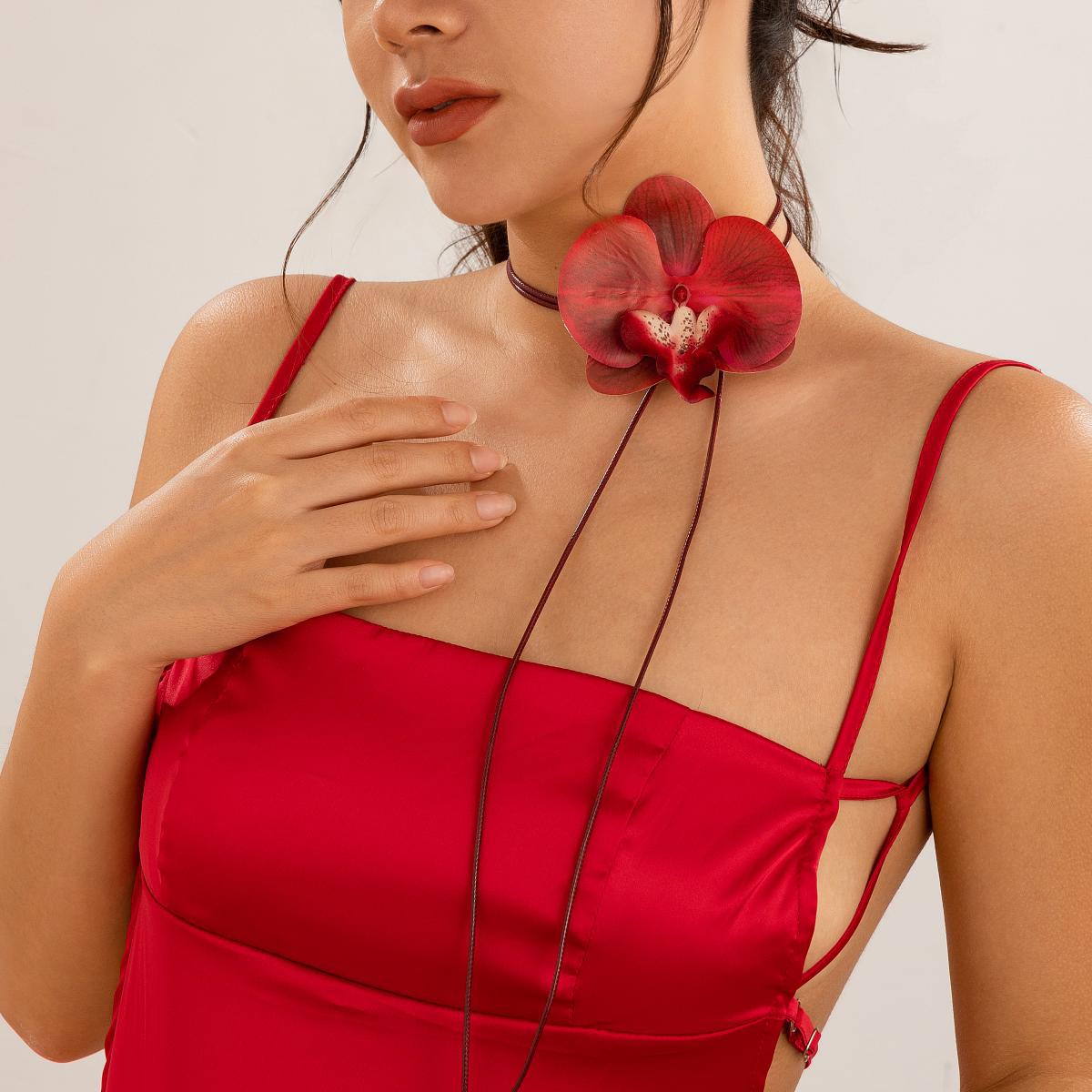 Elegant Butterfly Orchid Necklace for Women - Pull-out Long Design