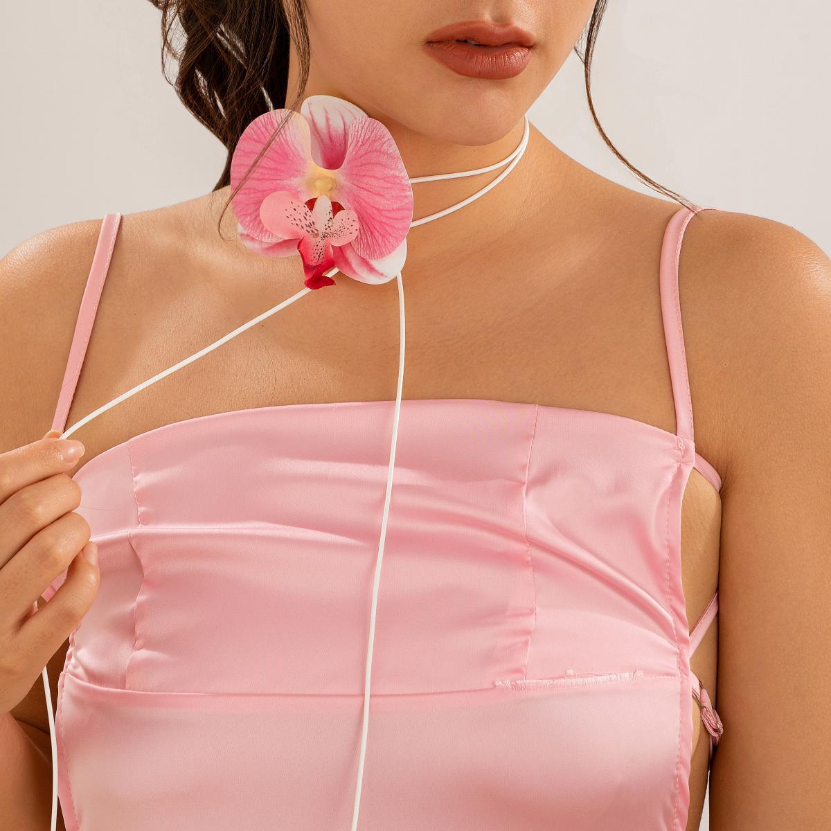 Elegant Butterfly Orchid Necklace for Women - Pull-out Long Design - Image 17