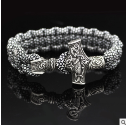Vintage Thor's Hammer Braided Bracelet - Unique Norse Mythology Jewelry - Image 3