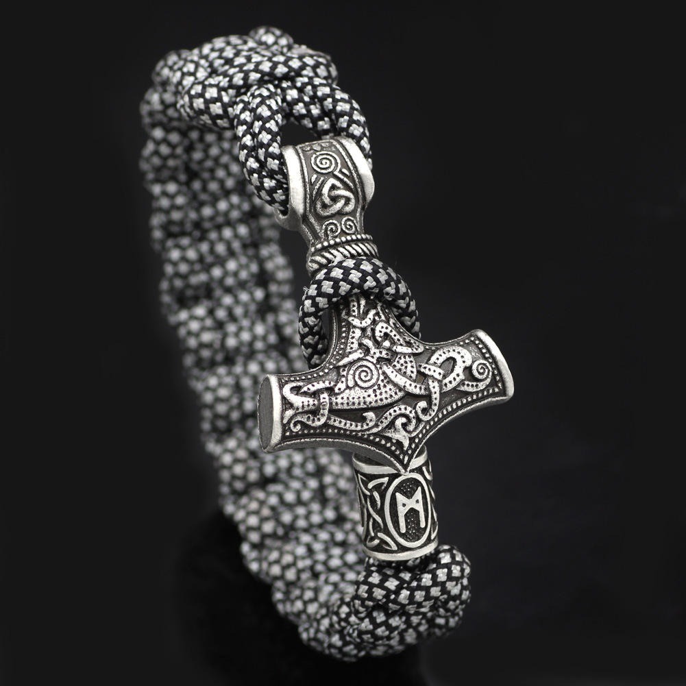 Vintage Thor's Hammer Braided Bracelet - Unique Norse Mythology Jewelry - Image 5