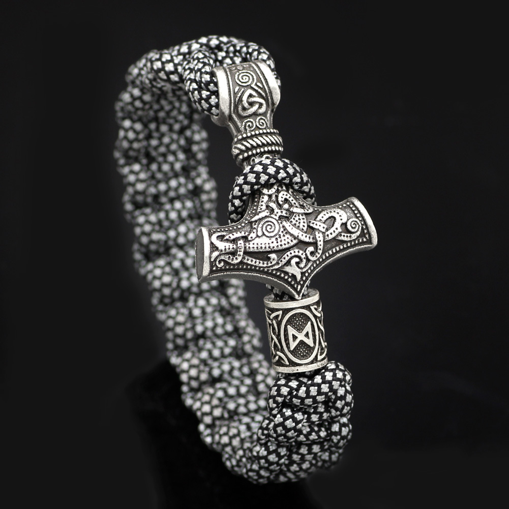 Vintage Thor's Hammer Braided Bracelet - Unique Norse Mythology Jewelry - Image 6