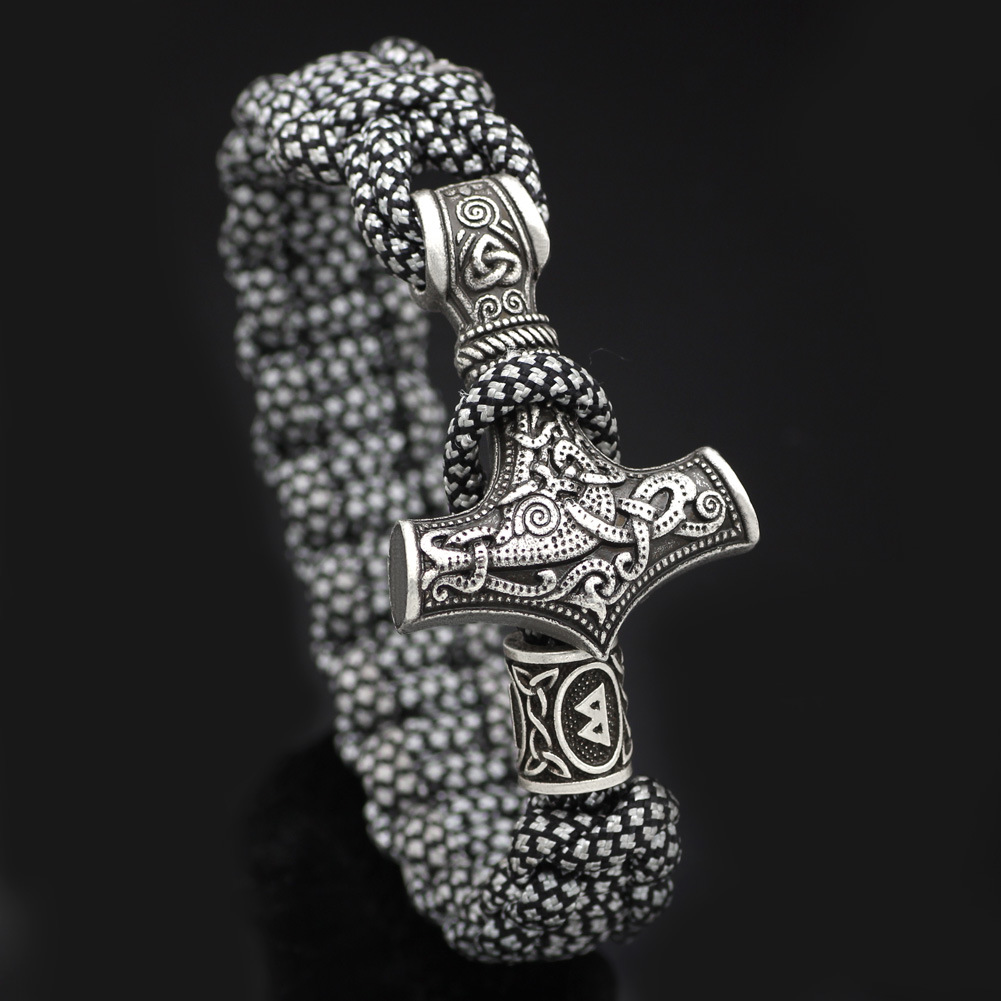 Vintage Thor's Hammer Braided Bracelet - Unique Norse Mythology Jewelry - Image 7