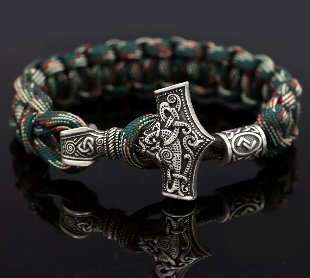 Vintage Thor's Hammer Braided Bracelet - Unique Norse Mythology Jewelry - Image 8