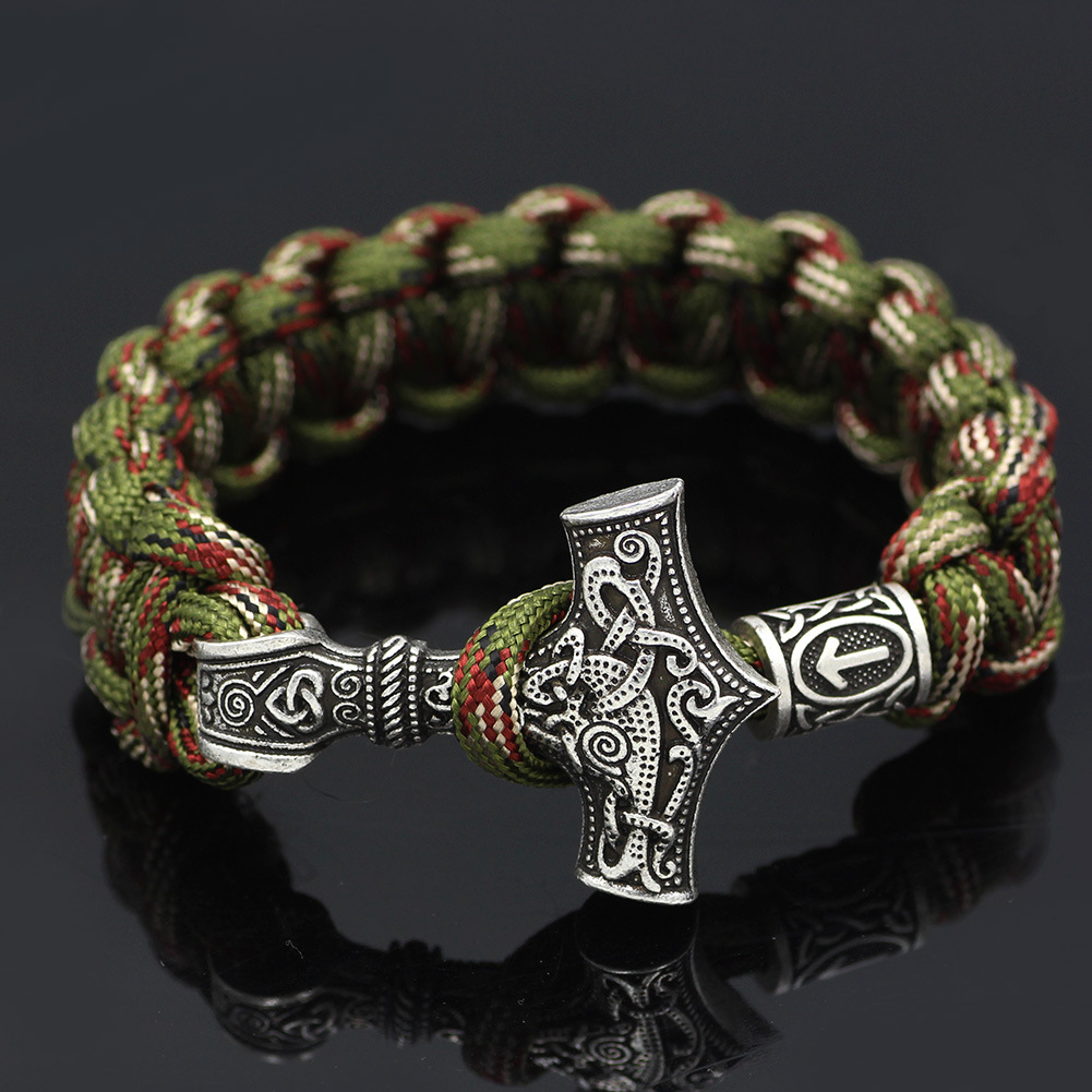 Vintage Thor's Hammer Braided Bracelet - Unique Norse Mythology Jewelry - Image 9