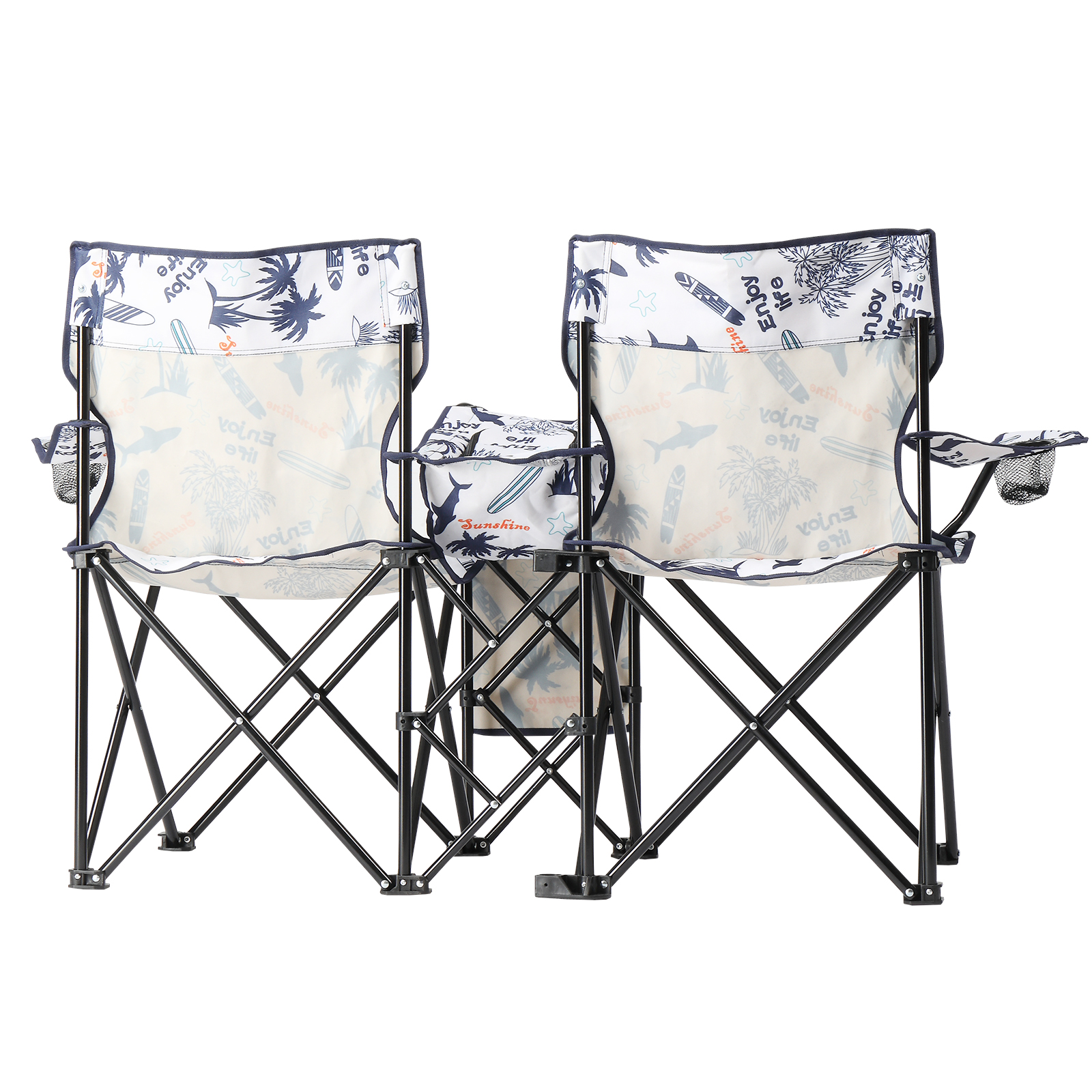 59x19.6x31in Fishing Chair with Parasol - Coconut Tree Pattern Camping Chairs - Image 9