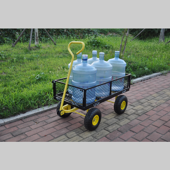 Heavy Duty Steel Garden Cart with Swivel Handle & Detachable Sides - Practical Carriage Garden Trolley