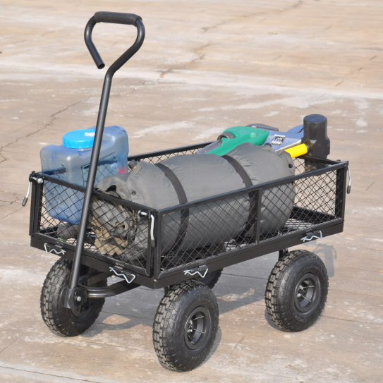 Heavy Duty Steel Garden Cart with Swivel Handle & Detachable Sides - Practical Carriage Garden Trolley - Image 3