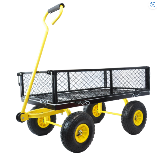 Heavy Duty Steel Garden Cart with Swivel Handle & Detachable Sides - Practical Carriage Garden Trolley - Image 4